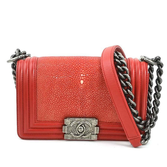 Chanel Sac Boy en cuir rouge