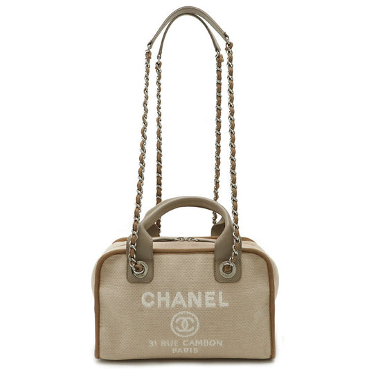 Chanel Sac Deauville en toile beige