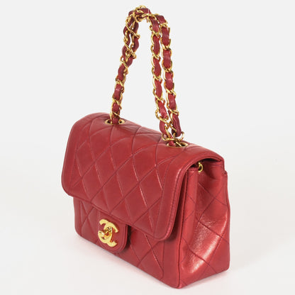 Chanel Sac Single Flap en cuir rouge
