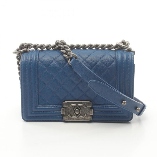 Chanel Sac Boy en cuir bleu