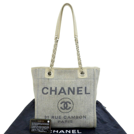 Chanel Sac Deauville en toile bleu