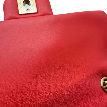 Chanel Sac Single Flap en cuir rouge