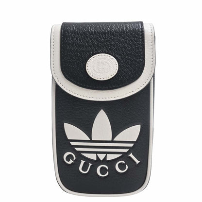 GUCCI Adidas collaboration leather shoulder bag 721794 black ladies