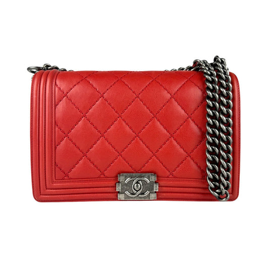 Chanel Sac Boy en cuir rouge