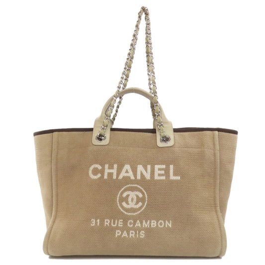 Chanel Sac Deauville en toile marron