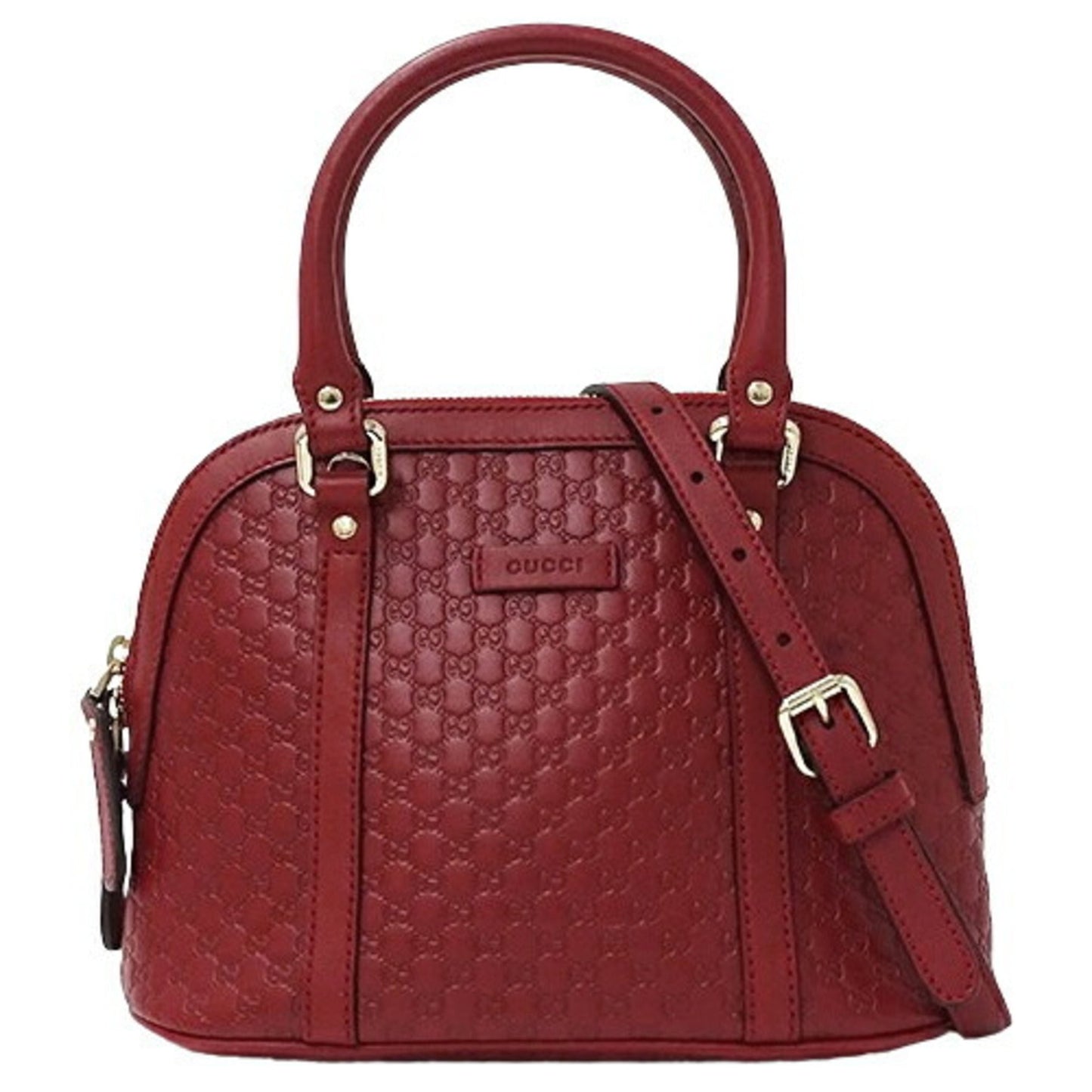 GUCCI Bag Women's Handbag Shoulder 2way Micro GG Shima Leather Red Crossbody