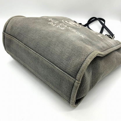 Chanel Sac Deauville en toile gris