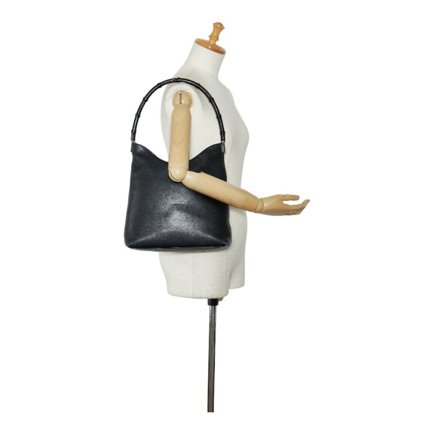 GUCCI Bamboo One Shoulder Bag 001 3244 Black Leather Women's