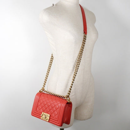 Chanel Sac Boy en cuir rouge