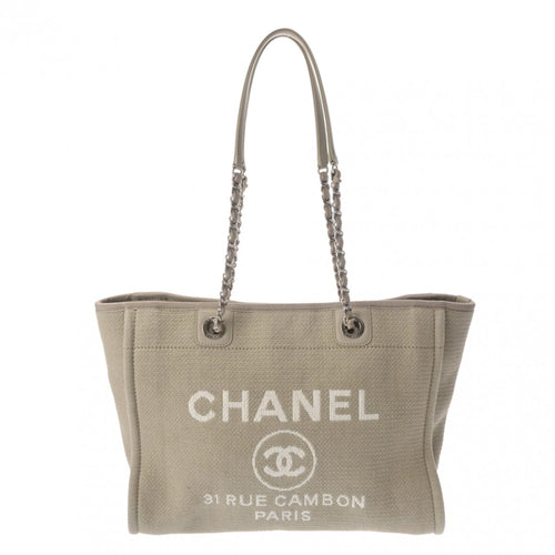 Chanel Sac Deauville en toile gris