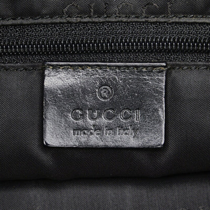 GUCCI Bamboo Handbag One Shoulder Bag 001 1577 Black Canvas Leather Women's