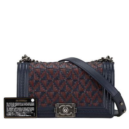 Chanel Sac Boy en cuir bleu