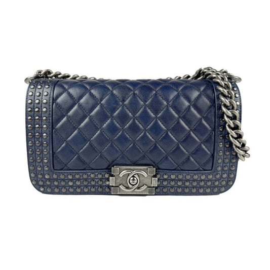 Chanel Sac Boy en cuir bleu