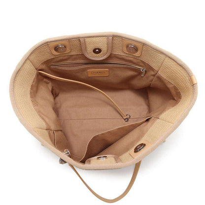 Chanel Sac Deauville en toile beige