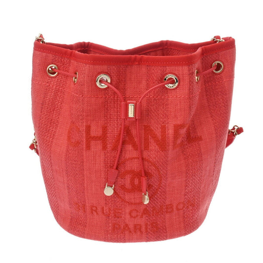 Chanel Sac Deauville en paille rouge