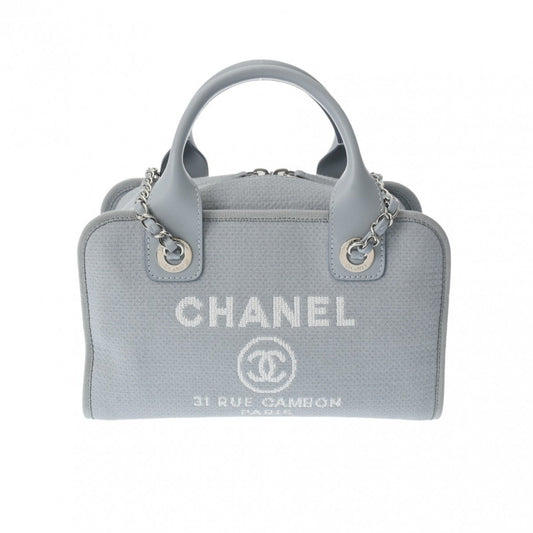 Chanel Sac Deauville en toile bleu