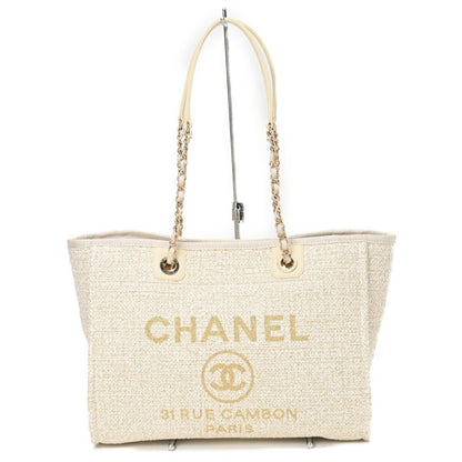 Chanel Sac Deauville en paille blanc
