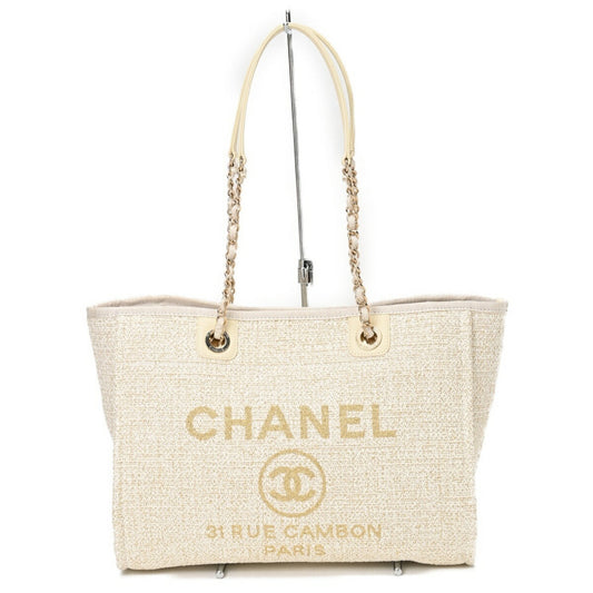 Chanel Sac Deauville en paille blanc