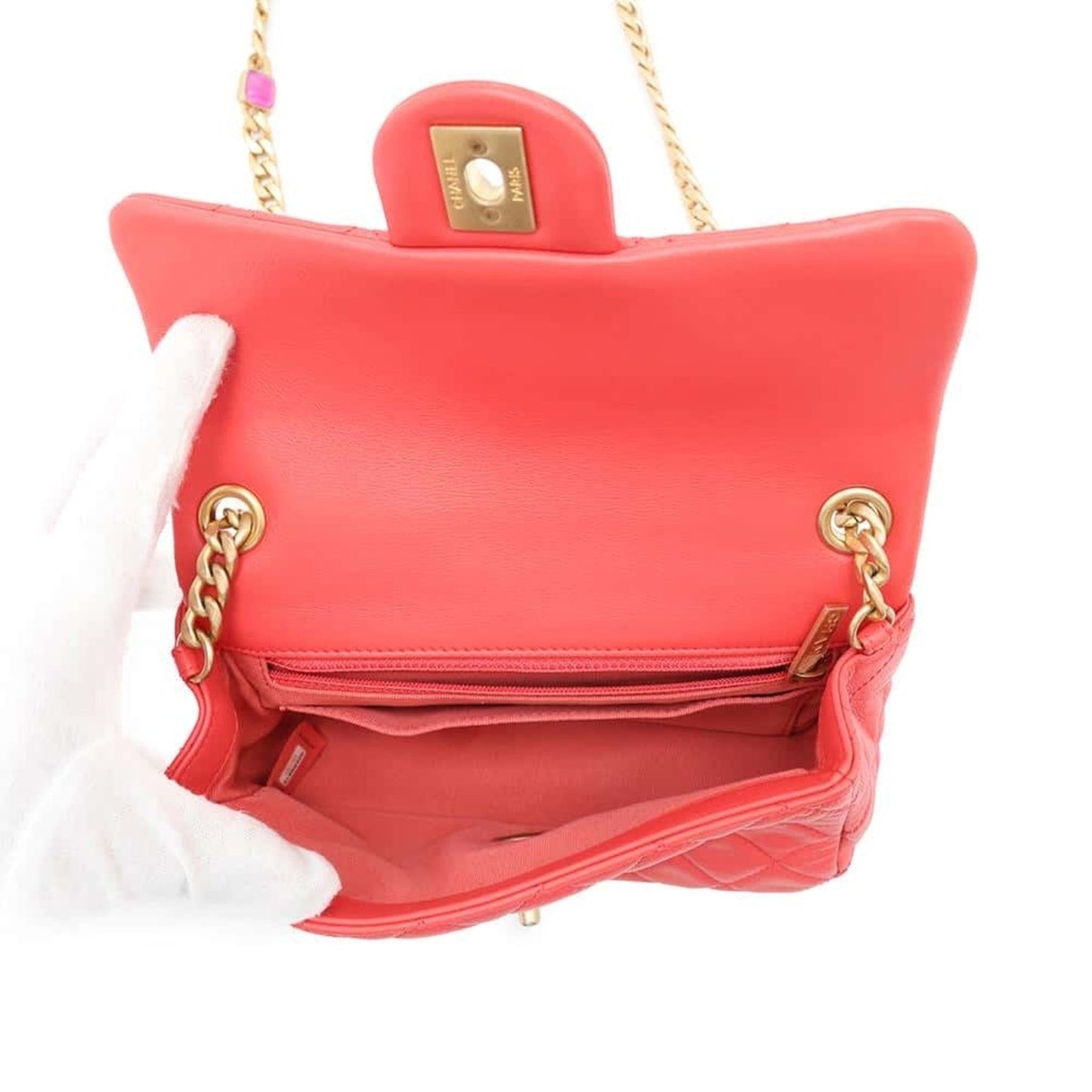 Chanel Sac Single Flap en cuir rouge