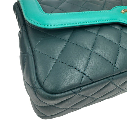 Chanel Sac Single Flap en cuir bleu