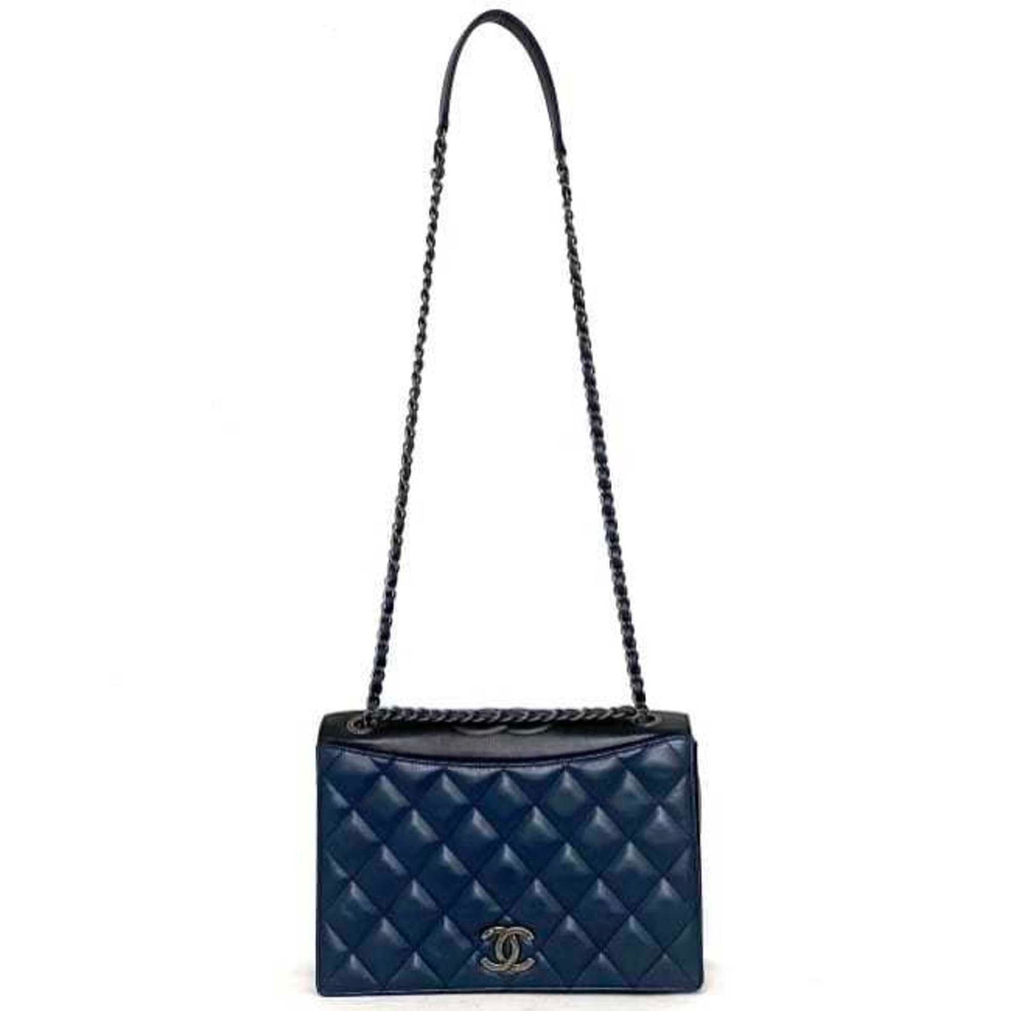 Chanel Sac Single Flap en cuir bleu