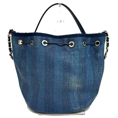 Chanel Sac Deauville en raphia bleu