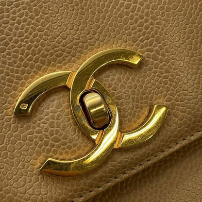 Chanel Sac Chain Tote en cuir caviar beige