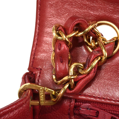 Chanel Sac Single Flap en cuir rouge