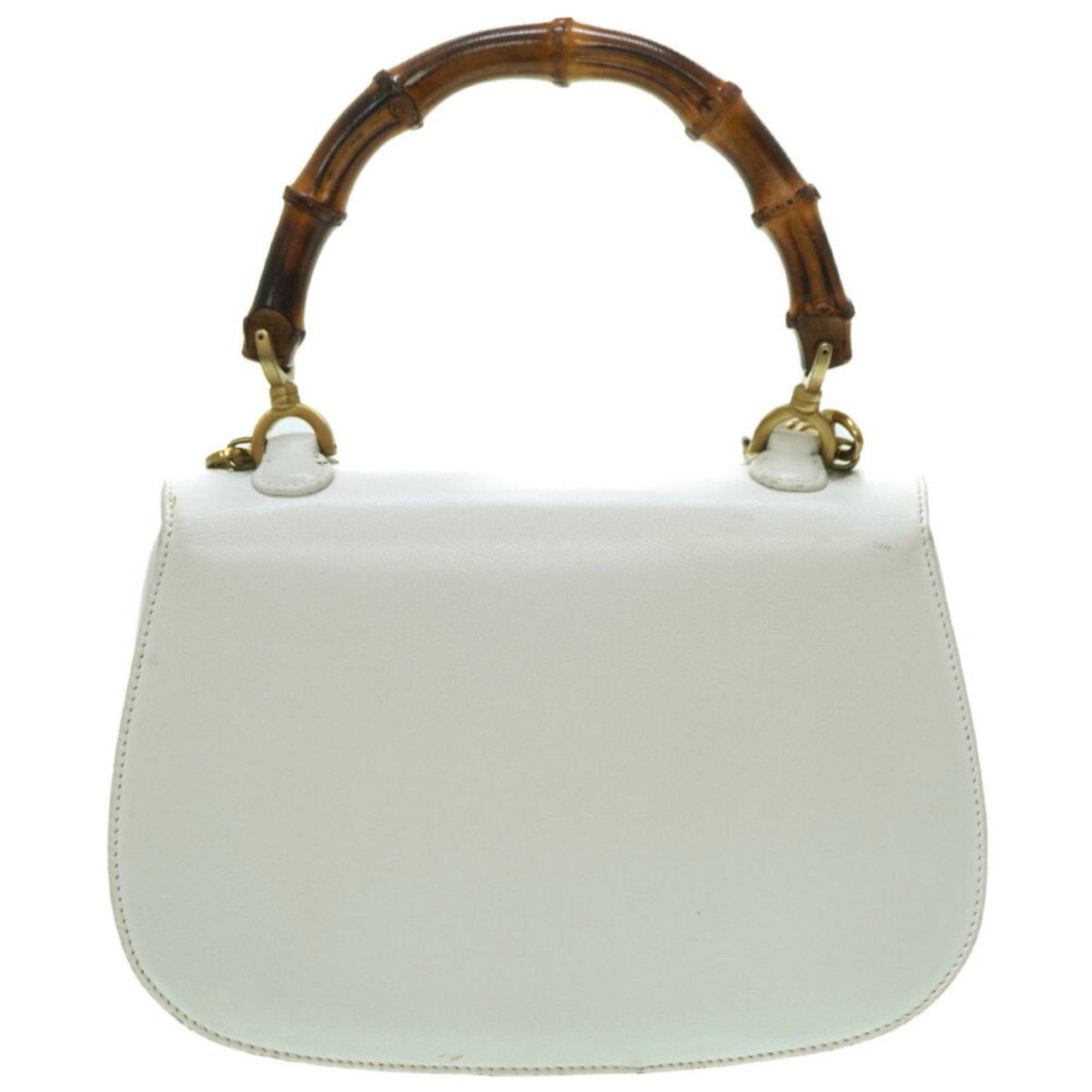 GUCCI bamboo shoulder handbag leather white  strap