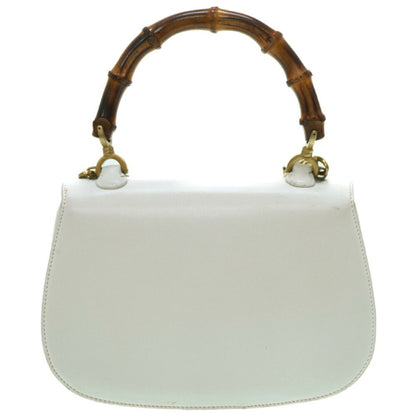 GUCCI bamboo shoulder handbag leather white  strap