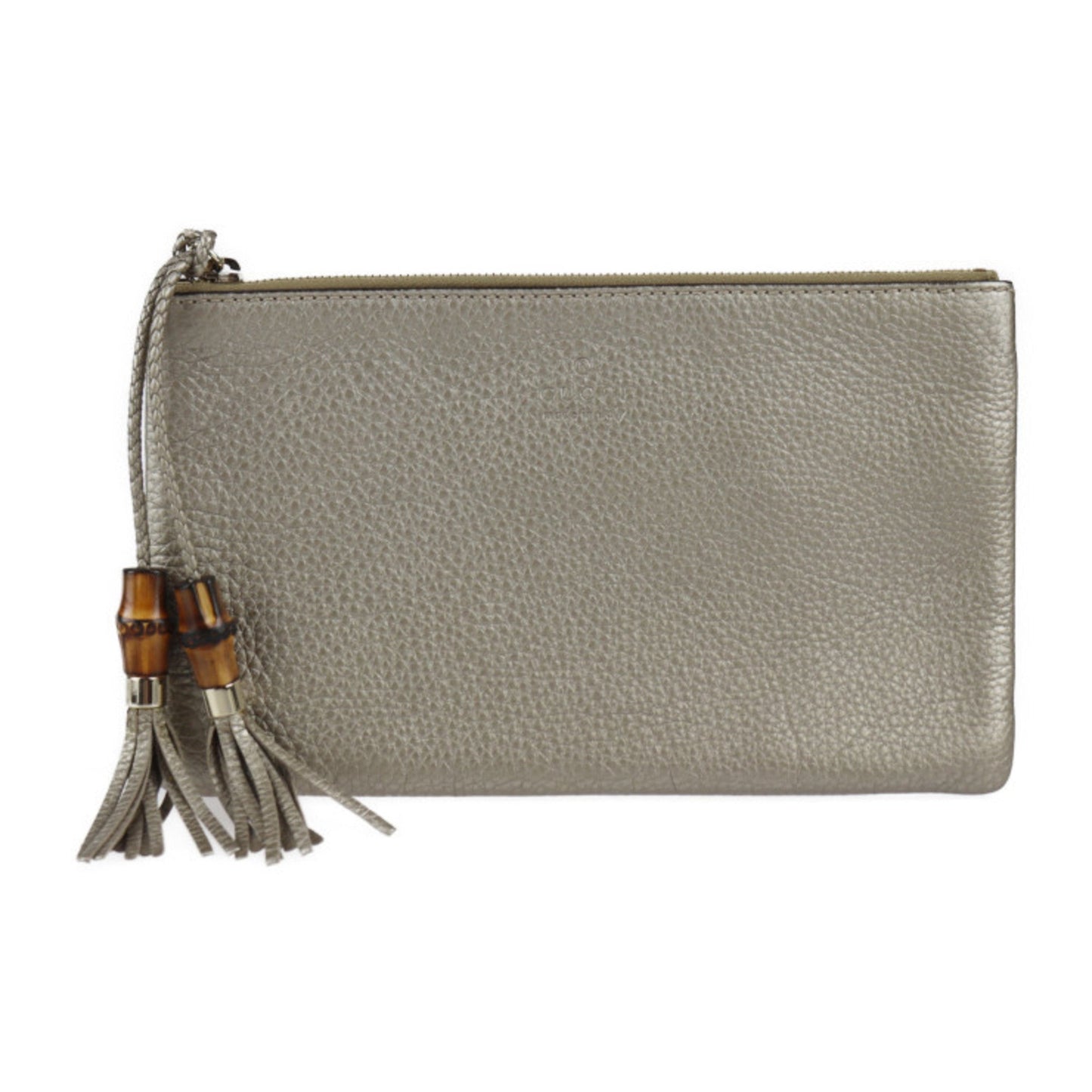 GUCCI Bamboo Clutch Bag 376854 Leather Gold Series Second Pouch Tassel
