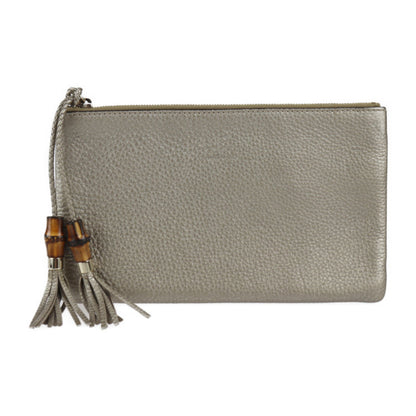 GUCCI Bamboo Clutch Bag 376854 Leather Gold Series Second Pouch Tassel