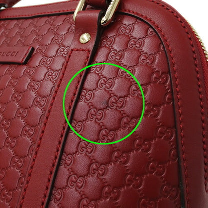 GUCCI Bag Women's Handbag Shoulder 2way Micro GG Shima Leather Red Crossbody