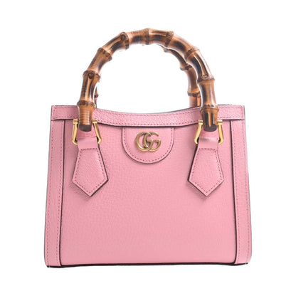 GUCCI Bamboo Leather Double G Diana 3WAY Tote Bag 702732 Pink Ladies