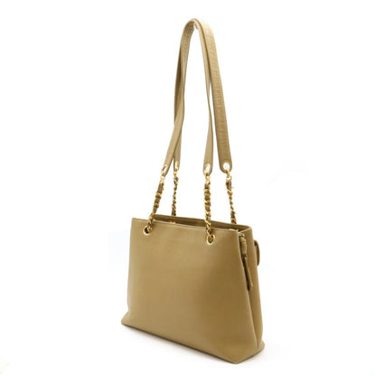 Chanel Sac Chain Tote en cuir caviar beige