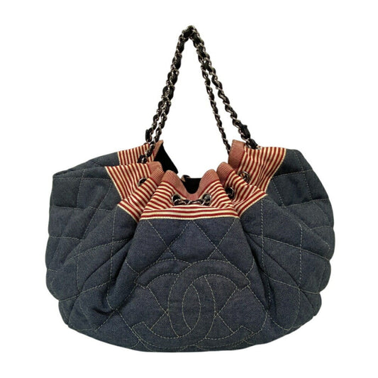 Chanel Sac Cabas en toile bleu