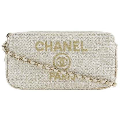 Chanel Sac Deauville en tweed blanc