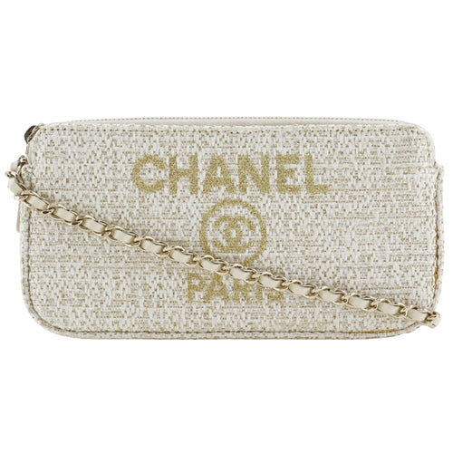 Chanel Sac Deauville en tweed blanc