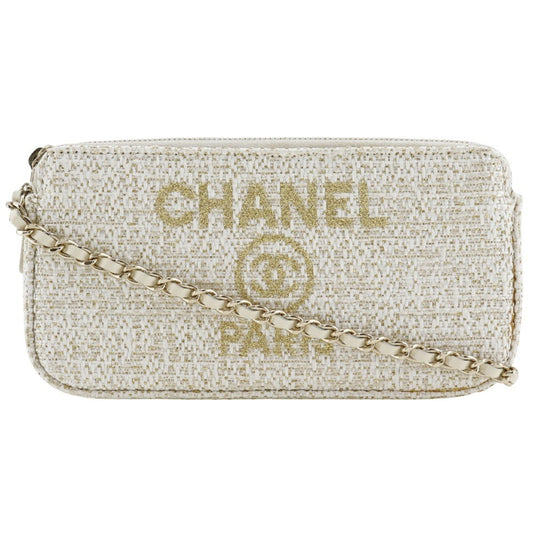 Chanel Sac Deauville en tweed blanc