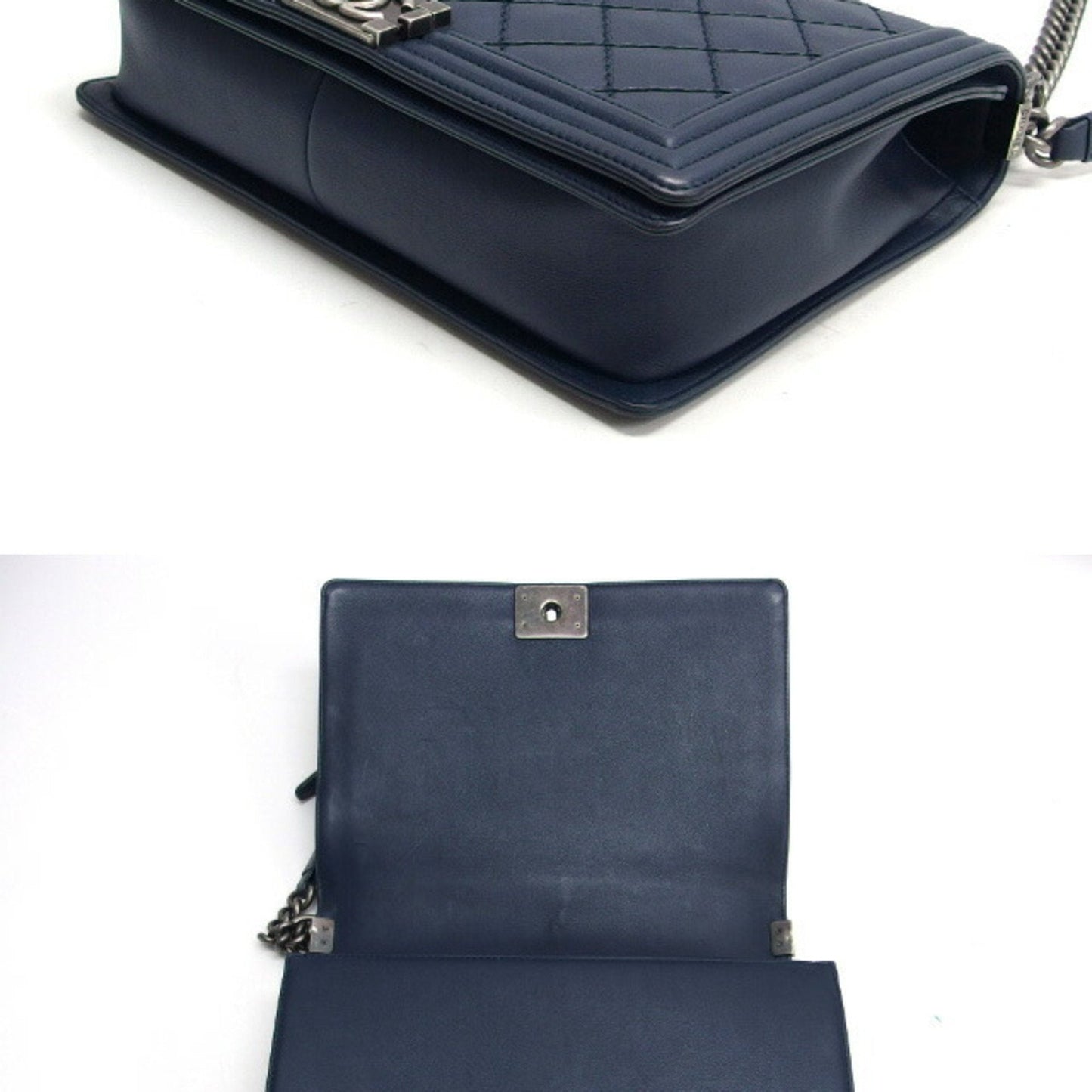 Chanel Sac Boy en cuir bleu