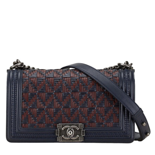 Chanel Sac Boy en cuir bleu