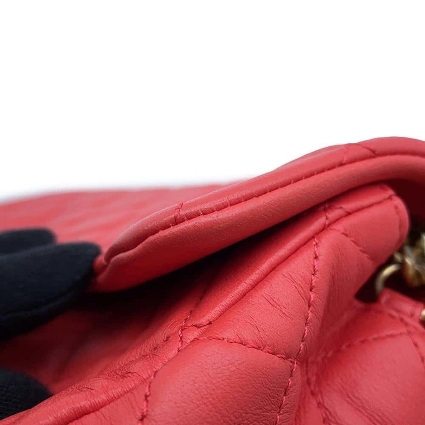 Chanel Sac Single Flap en cuir rouge