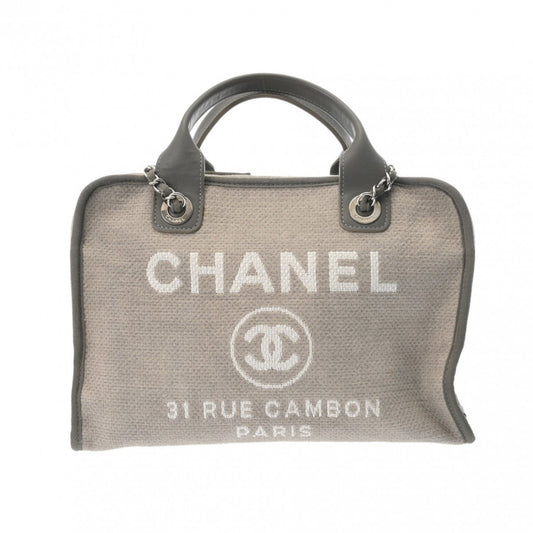 Chanel Sac Deauville en toile gris