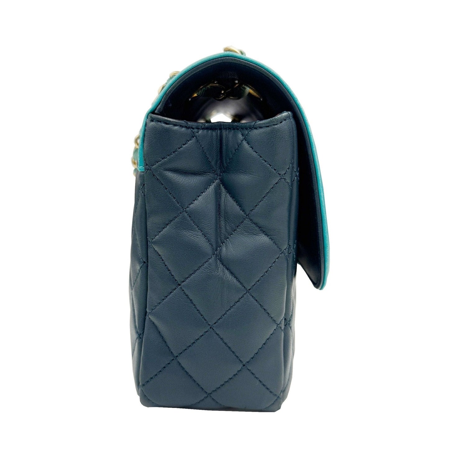 Chanel Sac Single Flap en cuir bleu