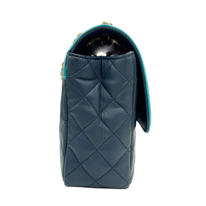 Chanel Sac Single Flap en cuir bleu