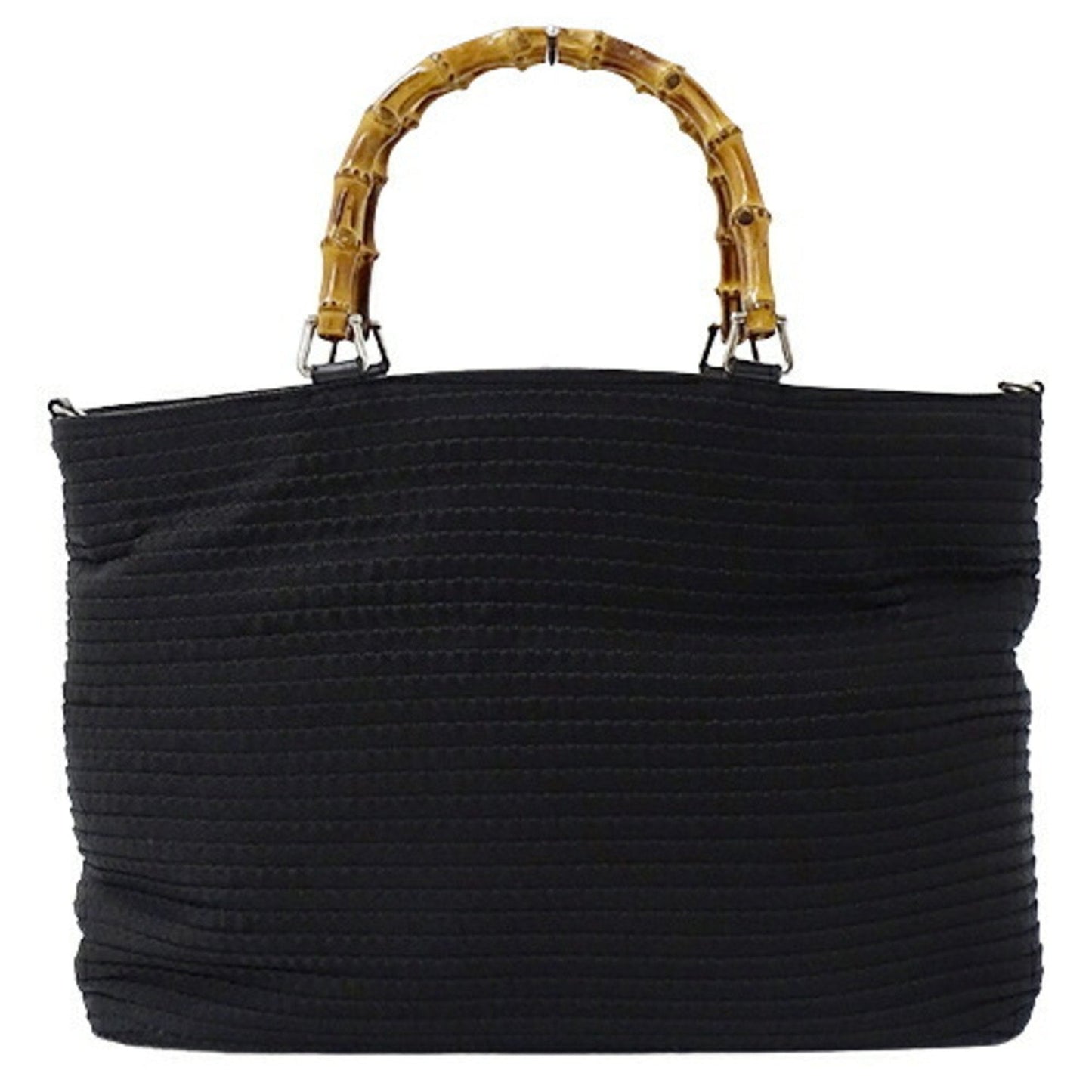 GUCCI Bag Women's Tote Handbag Bamboo Canvas Black 0021364