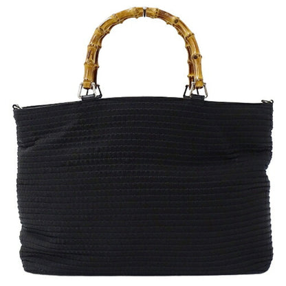 GUCCI Bag Women's Tote Handbag Bamboo Canvas Black 0021364