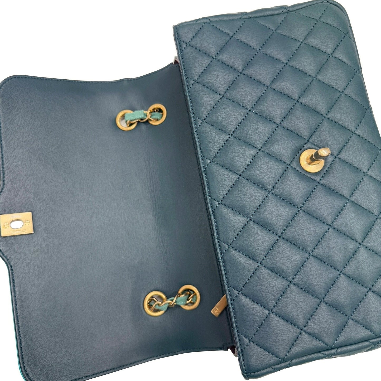 Chanel Sac Single Flap en cuir bleu