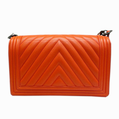 Chanel Sac Boy en cuir orange