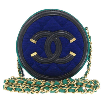 Chanel Sac Filigree en jersey bleu